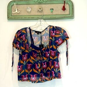 DELIA*S BY DOLLS KILL 70s DISCO BLISS MESH CROP TOP w/ tank small new w tags